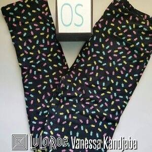 LuLaRoe OS Leggings Popsicles Black Pink Yellow Blue NEW